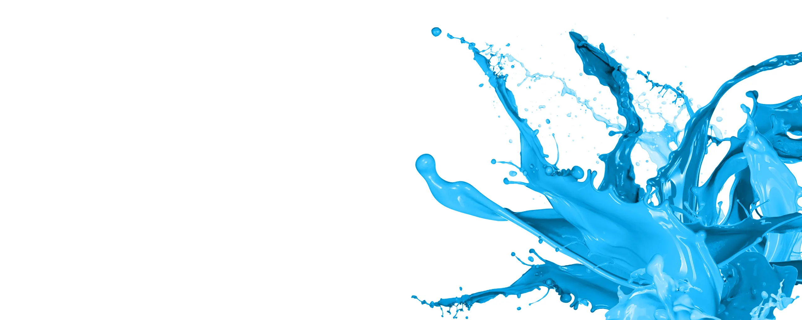 Grafiker und Webentwickler in Wien Abb.: Werner Design - Themenbild f. Grafiker und Webentwickler in Wien - blauer Farbsplash auf weißem Hintergrund, Hero-Bild