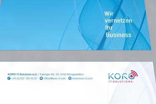 Corporate Design, Logo; Gestaltung: Mappe, Briefpapier; KORO, Wien/Nö