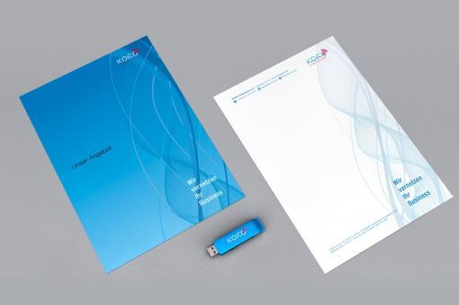 Corporate Design, Logo; Folder, Briefpapier, USB-Stick; KORO, Wien/Nö