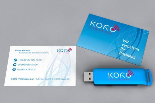 Corporate Design, Logo; Detail: Visitenkarte & USB-Stick; KORO, Wien/Nö