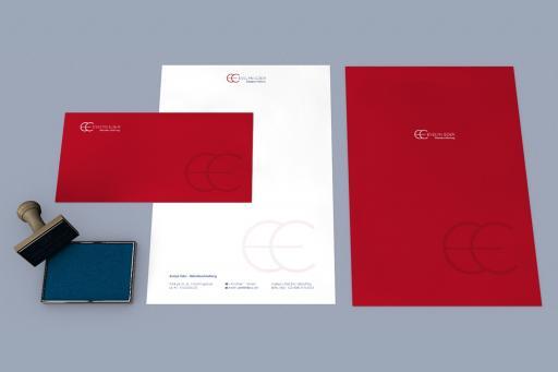 Corporate Design, Logo; Briefpapier, Kuvert, Mappe, Stempel; EE, Wien/Nö