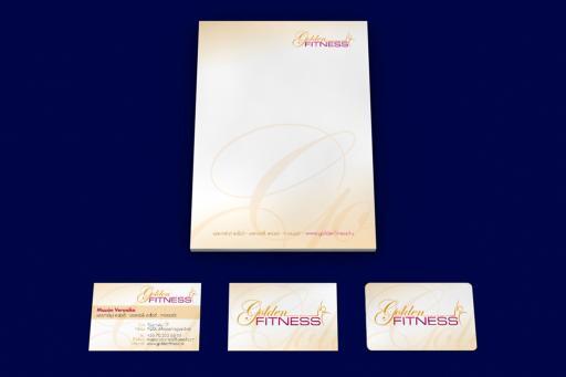 Corporate Design, Logo; Briefpapier, Visitenkarte, Membercard, Golden Fitness